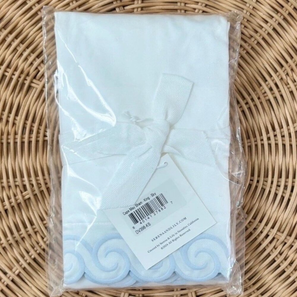 NEW Serena & Lily Cape May Sateen King Pillow Sham-Sky Blue